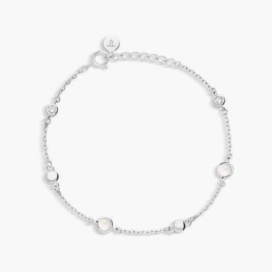 Pulsera de plata 1ª ley circonitas y nácar 17-19 cm