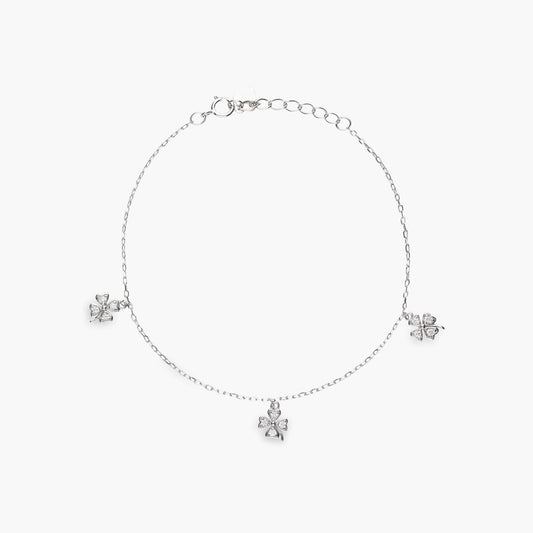 Pulsera de plata 1ª ley circonitas trébol 17-20 cm 