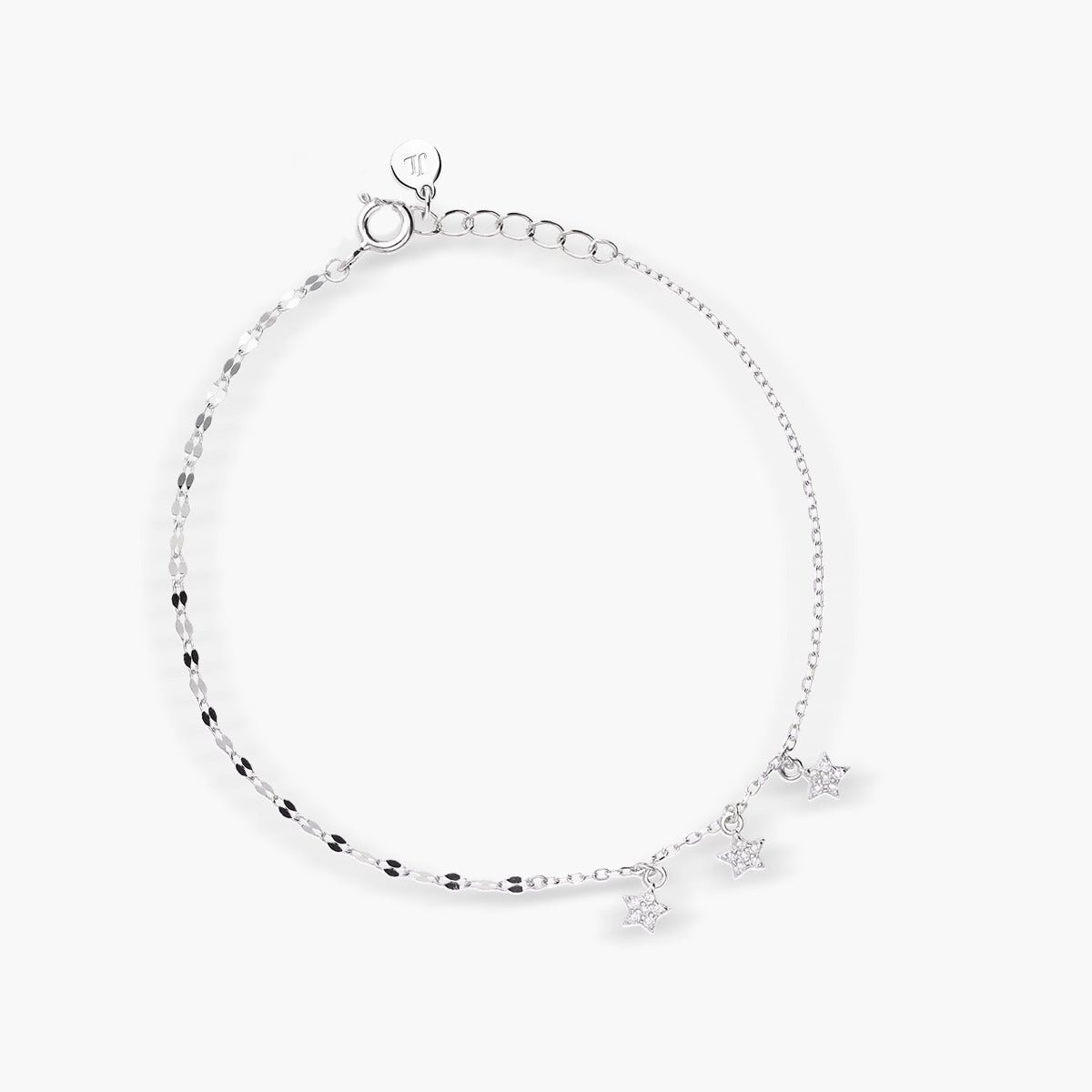 Pulsera de plata 1ª ley circonitas estrellas 17-19 cm