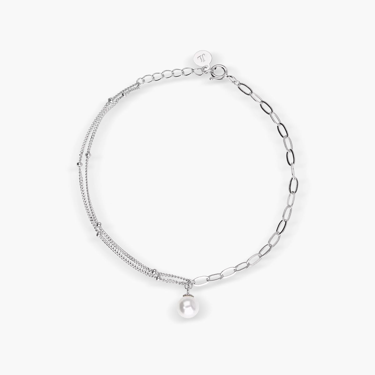 Pulsera de plata 1ª ley perla 17-19 cm