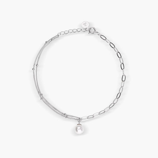 Pulsera de plata 1ª ley perla 17-19 cm