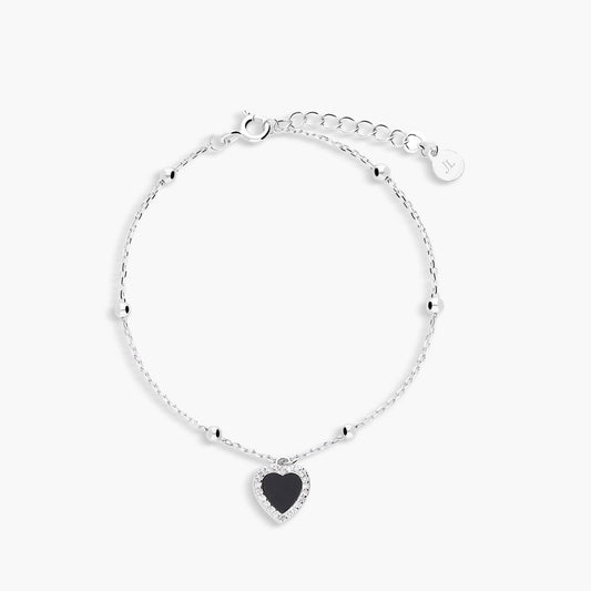 Pulsera de plata 1ª ley circonitas corazón negro 16-19 cm