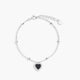Pulsera de plata 1ª ley circonitas corazón negro 16-19 cm