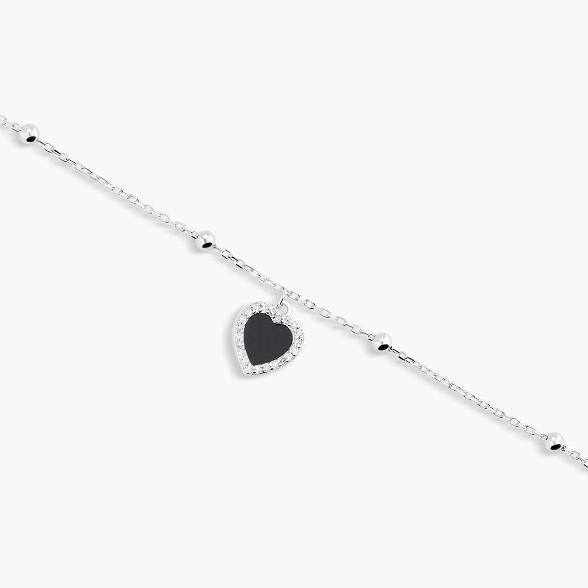Pulsera de plata 1ª ley circonitas corazón negro 16-19 cm