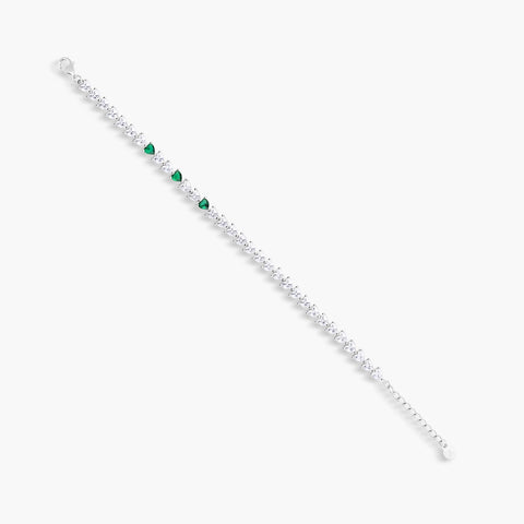 Pulsera de plata 1ª ley circonitas corazones verde 17-20 cm FANCY LOVE