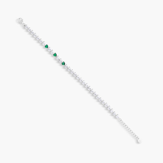 Pulsera de plata 1ª ley circonitas corazones verde 17-20 cm FANCY LOVE