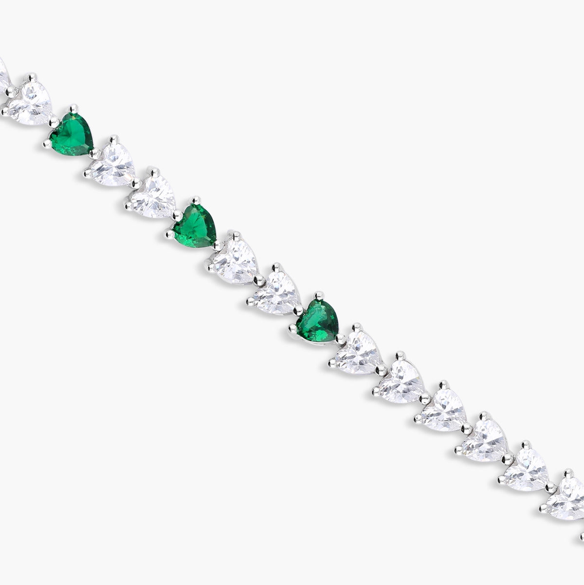 Pulsera de plata 1ª ley circonitas corazones verde 17-20 cm FANCY LOVE