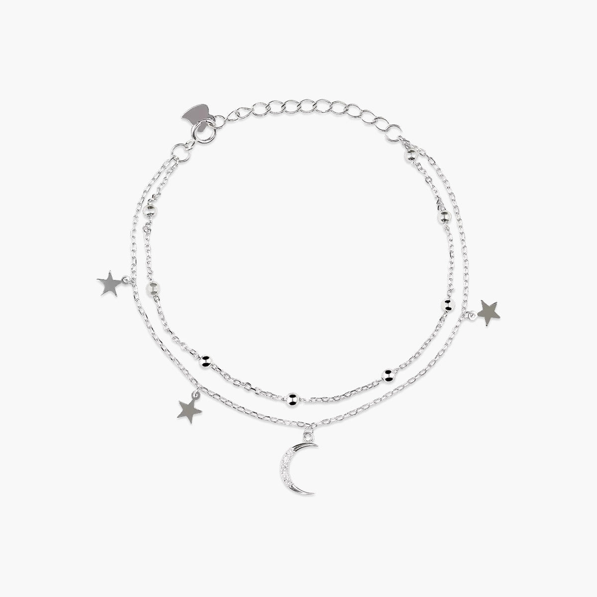 Pulsera de plata 1ª ley luna y estrellas 16-19 cm