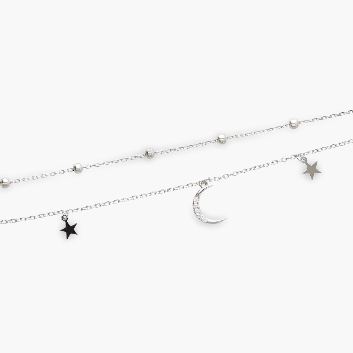 Pulsera de plata 1ª ley luna y estrellas 16-19 cm