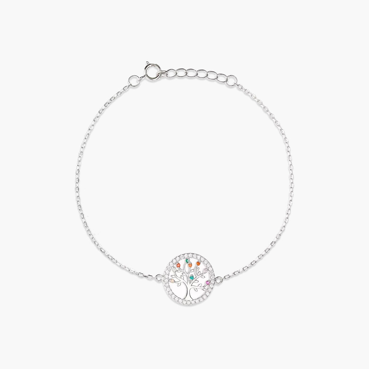Pulsera de plata 1ª ley circonitas árbol de la vida 17-19 cm TREE OF LIFE