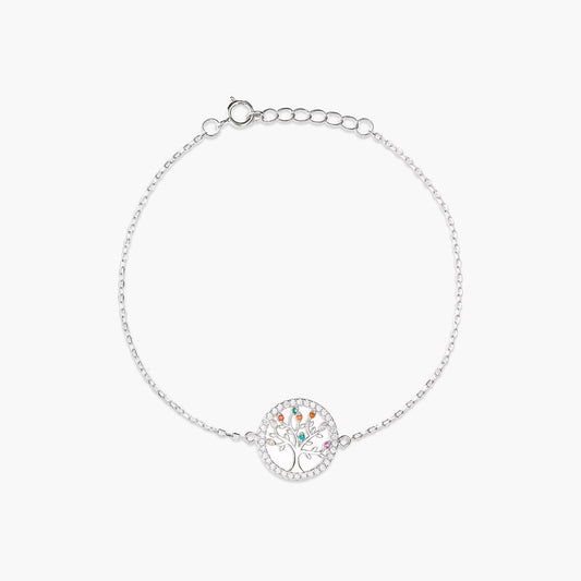 Pulsera de plata 1ª ley circonitas árbol de la vida 17-19 cm TREE OF LIFE