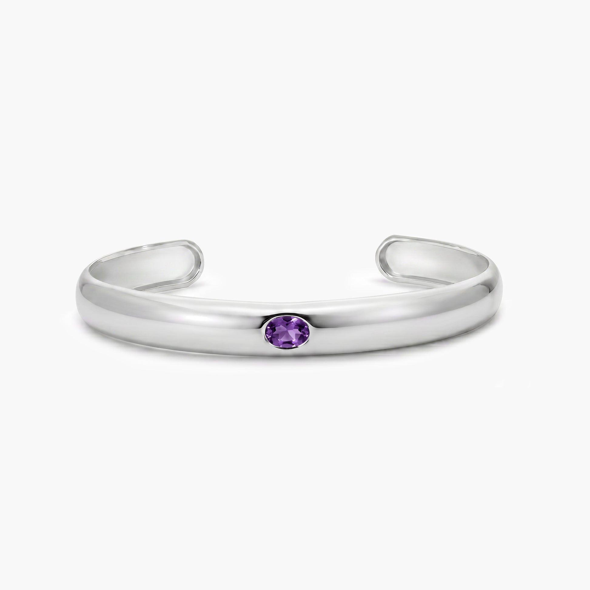 Pulsera rígida de plata 1ª ley amatista violeta 45x60 mm MONOLITH