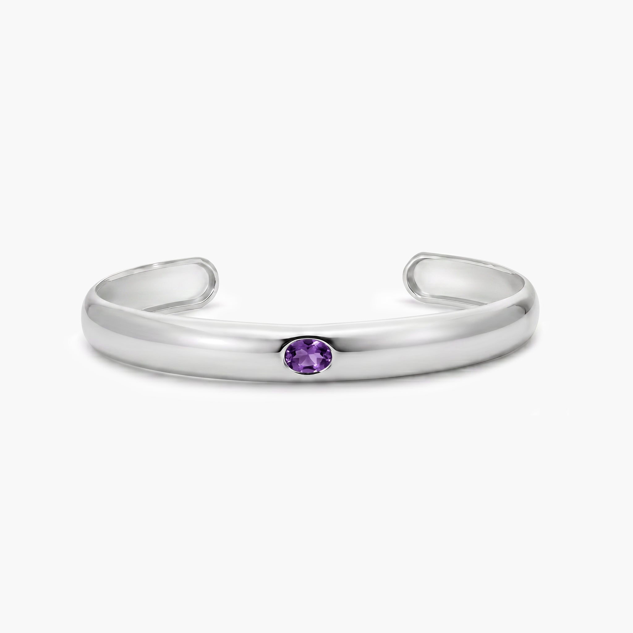 Pulsera rígida de plata 1ª ley amatista violeta 45x60 mm MONOLITH