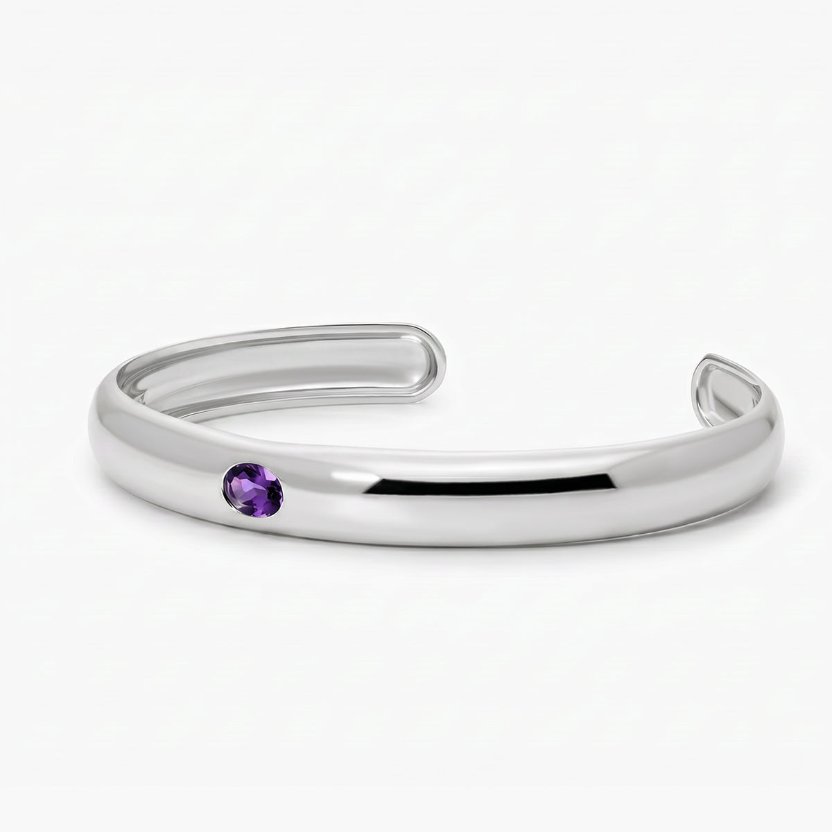 Pulsera rígida de plata 1ª ley amatista violeta 45x60 mm MONOLITH