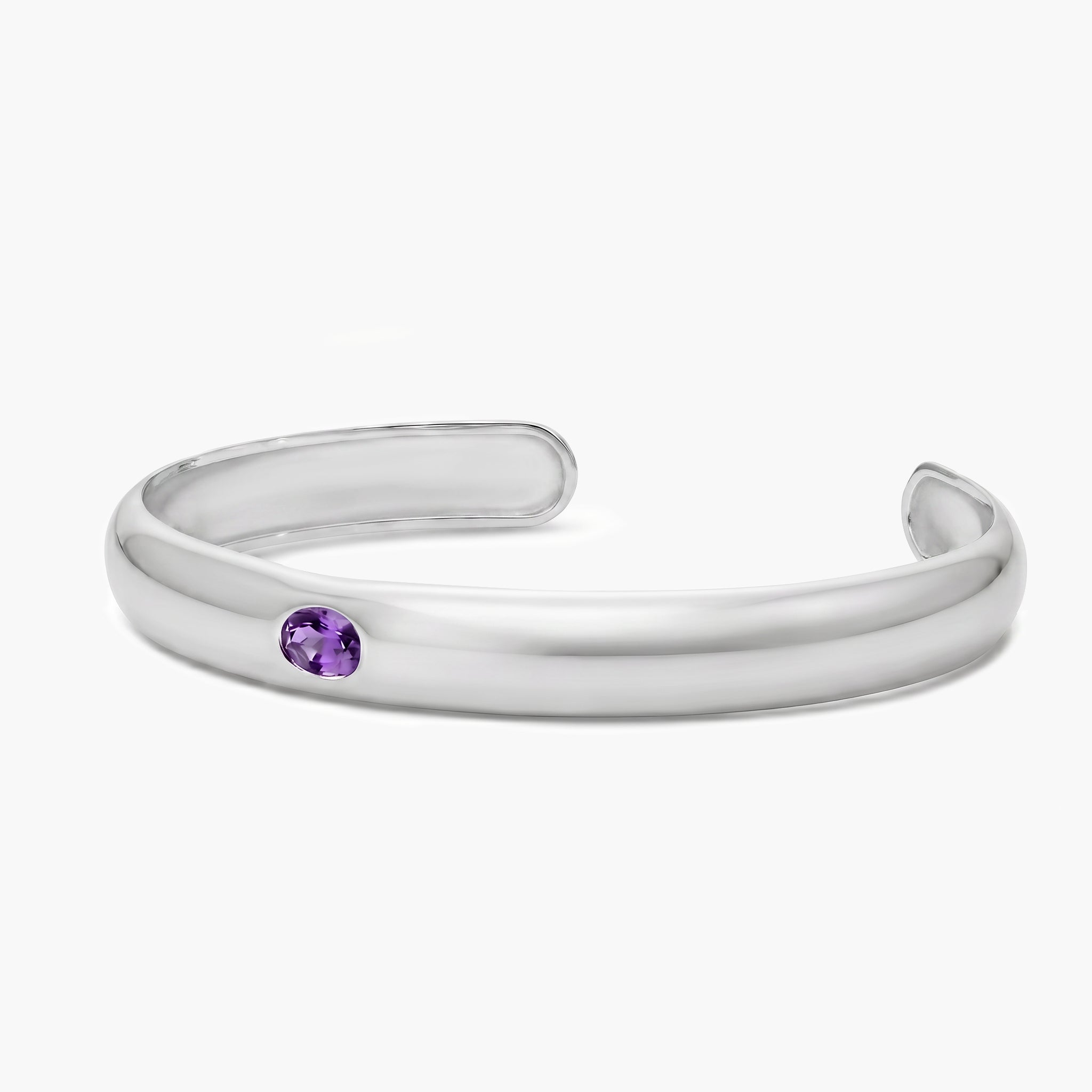 Pulsera rígida de plata 1ª ley amatista violeta 45x60 mm MONOLITH