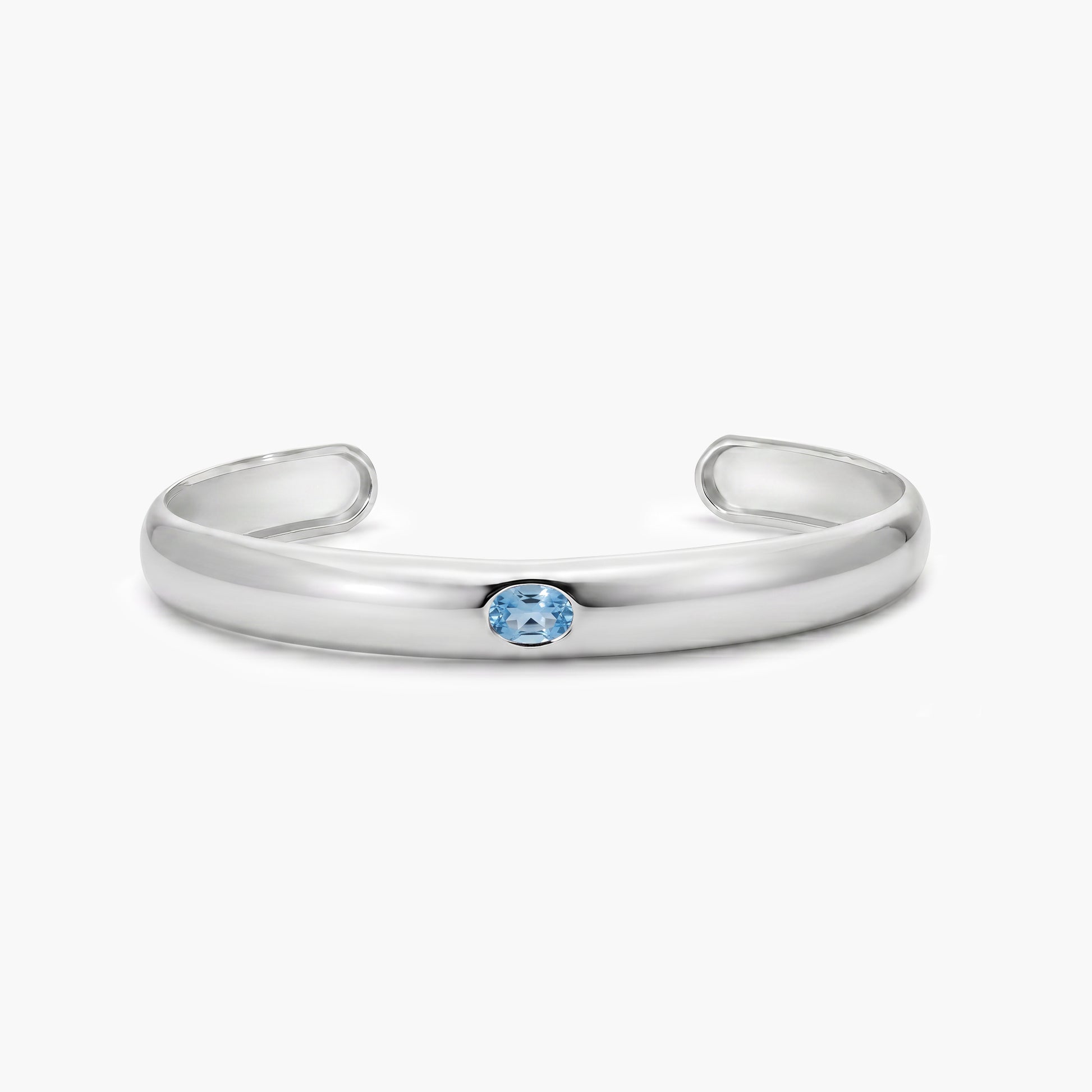 Pulsera rígida de plata 1ª ley topacio azul 45x60 mm MONOLITH