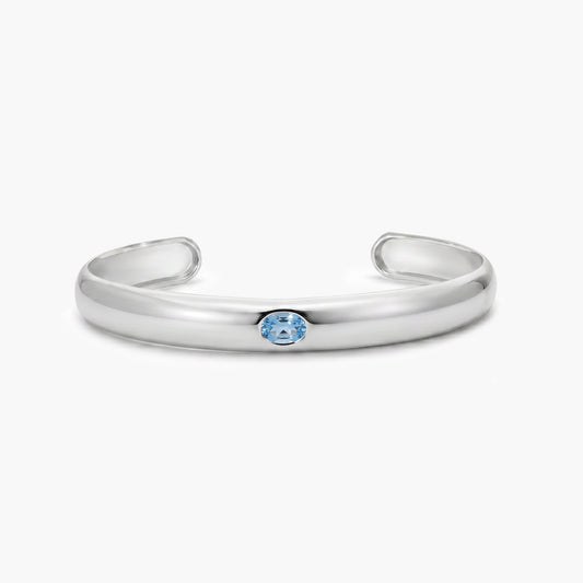 Pulsera rígida de plata 1ª ley topacio azul 45x60 mm MONOLITH