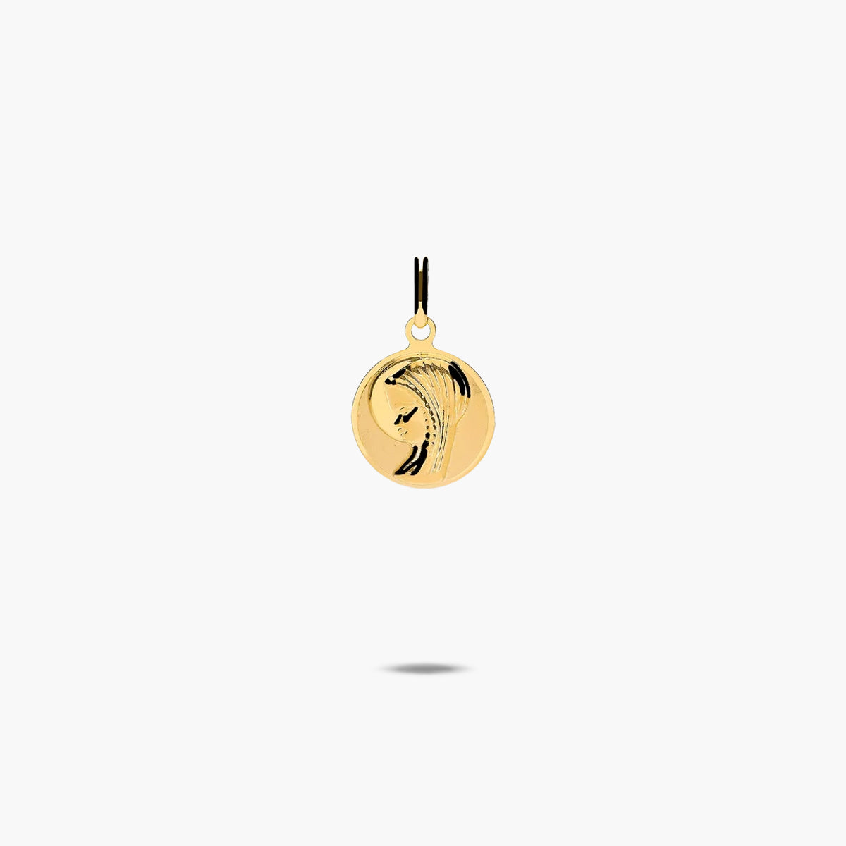 Medalla Virgen niña con velo de oro 18K 12 mm