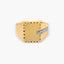 Sello hombre rectangular de oro bicolor 18K circonita cúbica