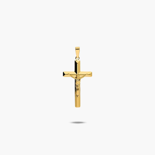 Cruz Cristo plana de oro 18K 25 mm
