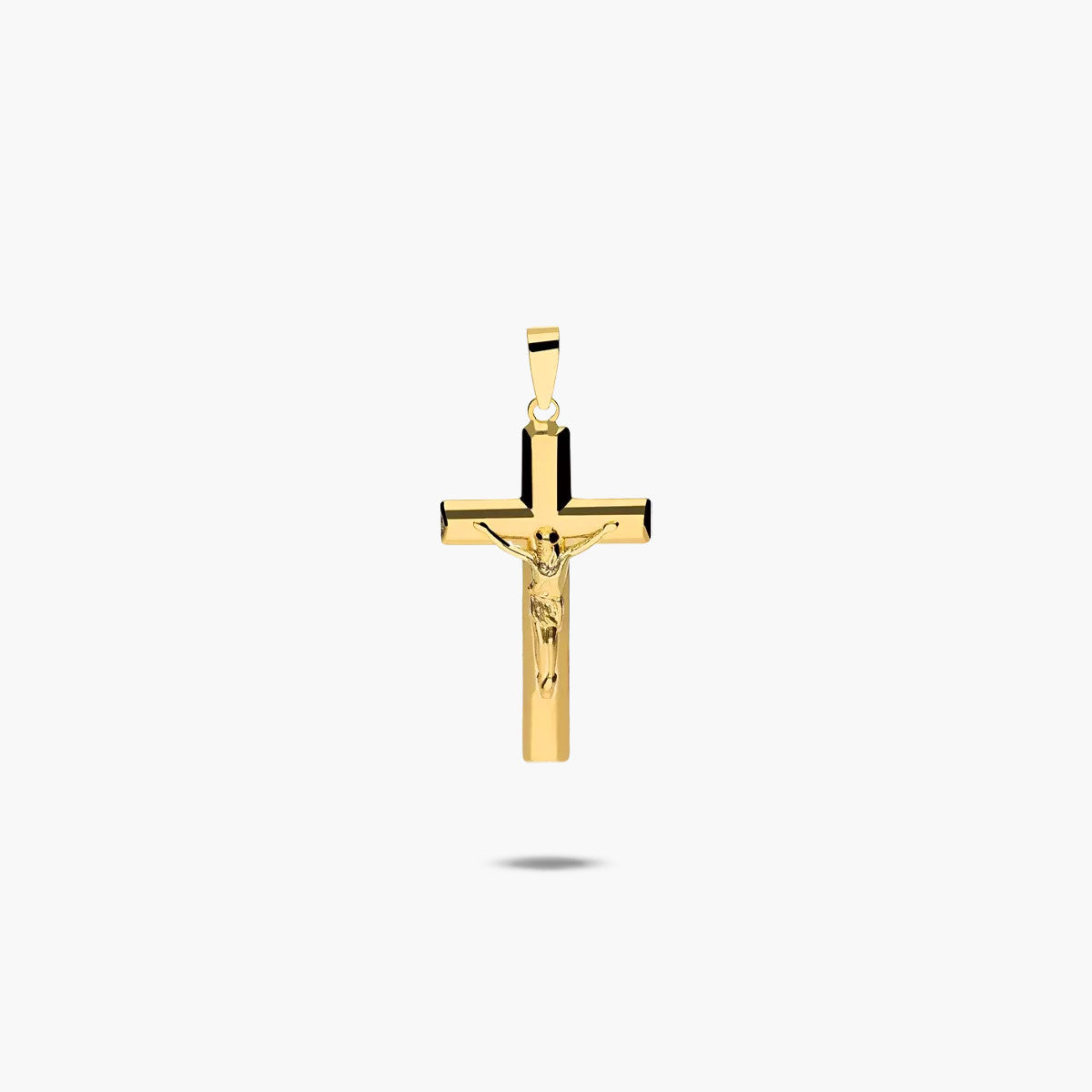 Cruz Cristo palo plano de oro 18K