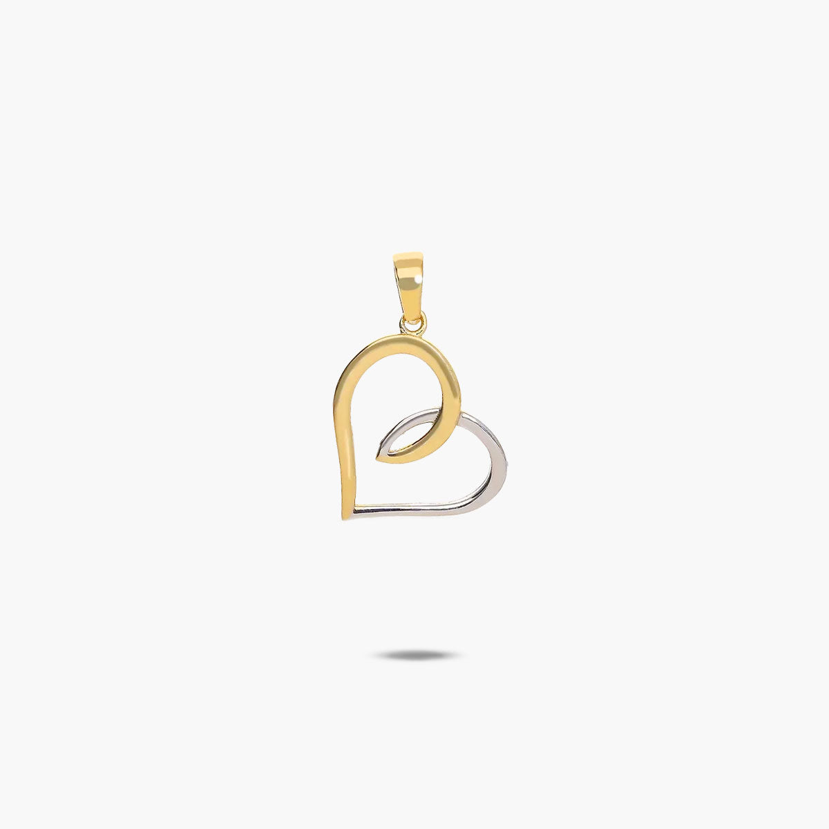 Colgante silueta corazón de oro bicolor 18K 17 mm