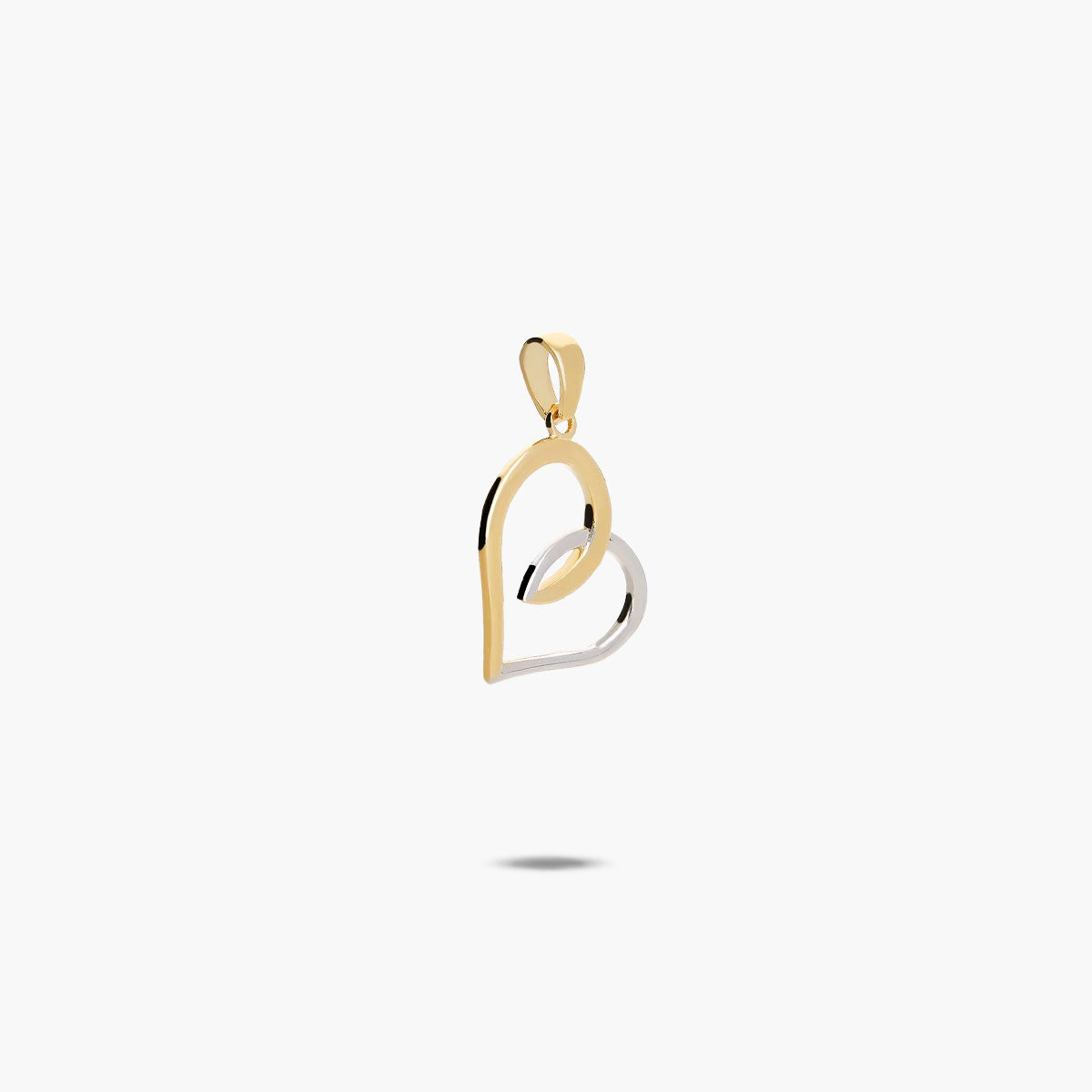 Colgante silueta corazón de oro bicolor 18K 17 mm