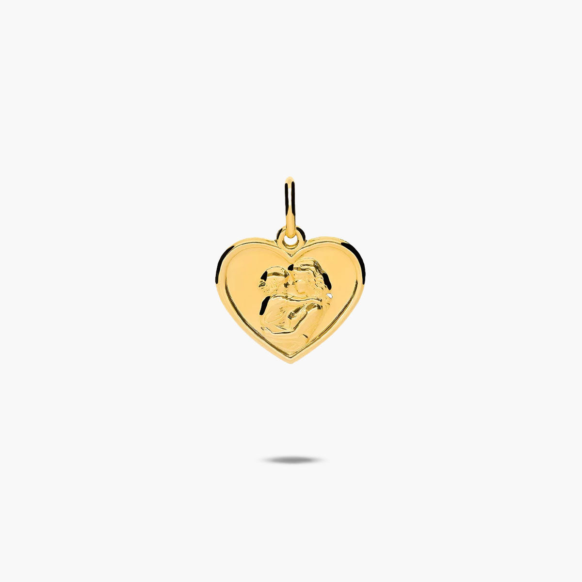 Colgante corazón madre e hijo de oro 18K 16 mm