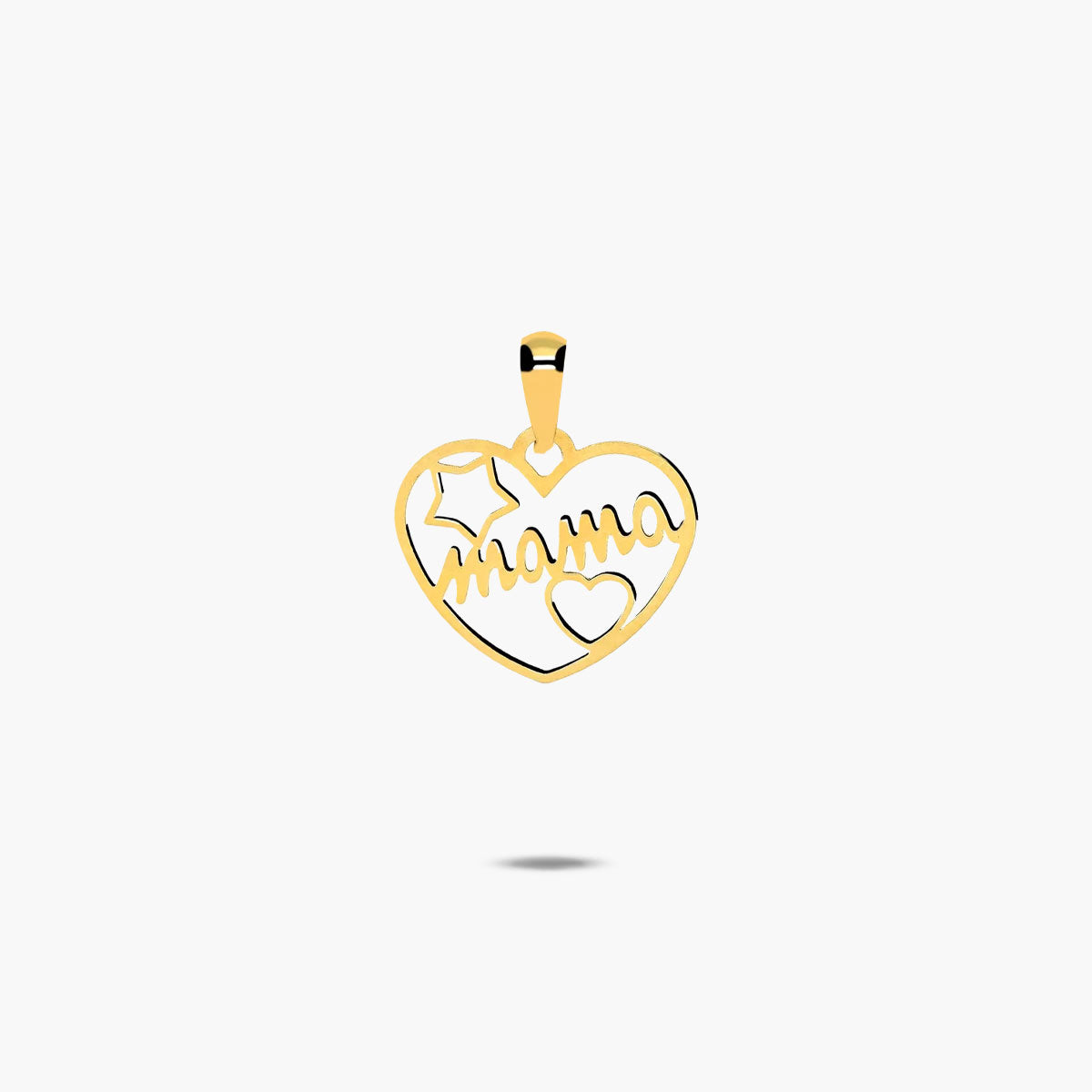Colgante corazón de oro 18K "Mamá" 16 mm