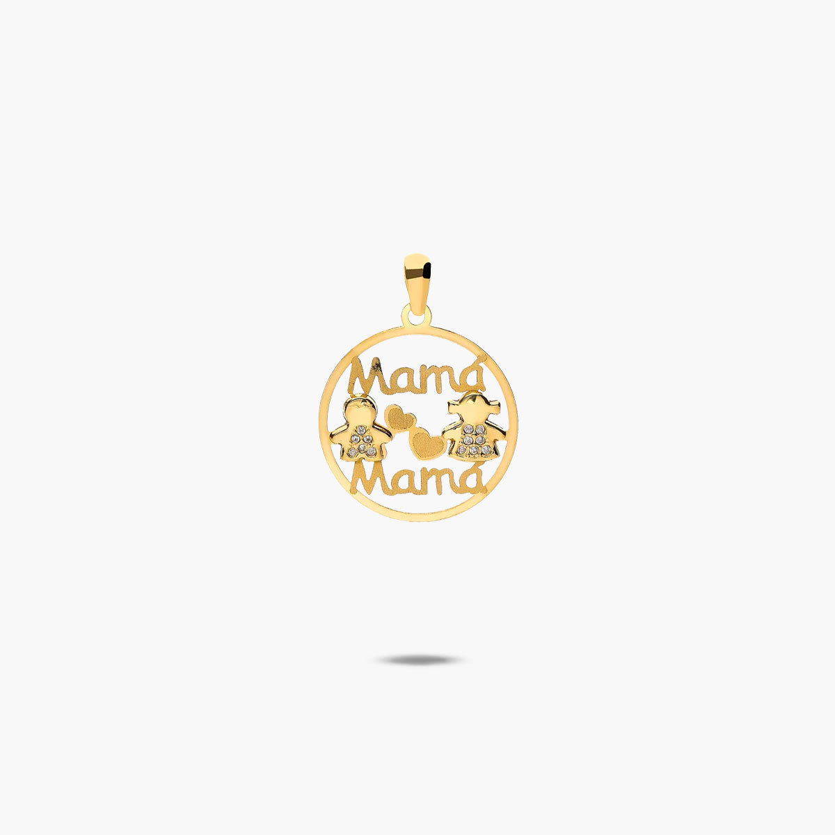 Colgante de oro 18K nácar "Mamá" circonitas 18 mm