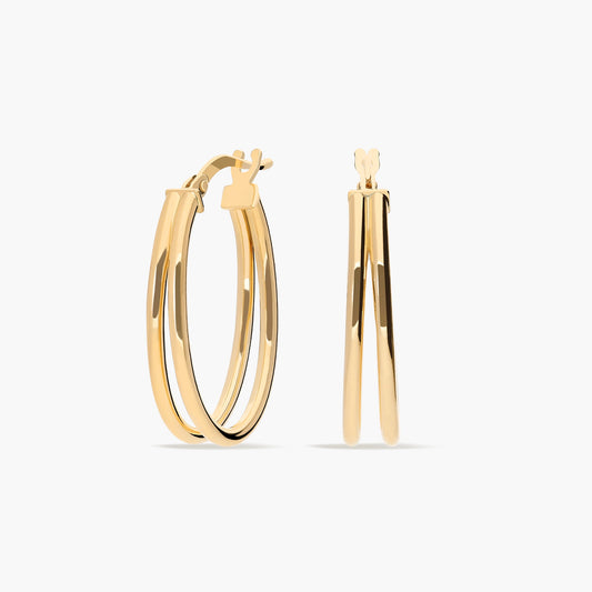 Pendientes de aro doble de oro 18K 20 mm TRANSITION