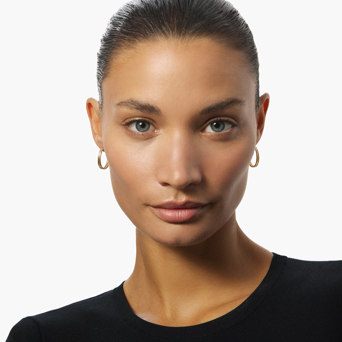 Pendientes de aro doble de oro 18K 20 mm TRANSITION