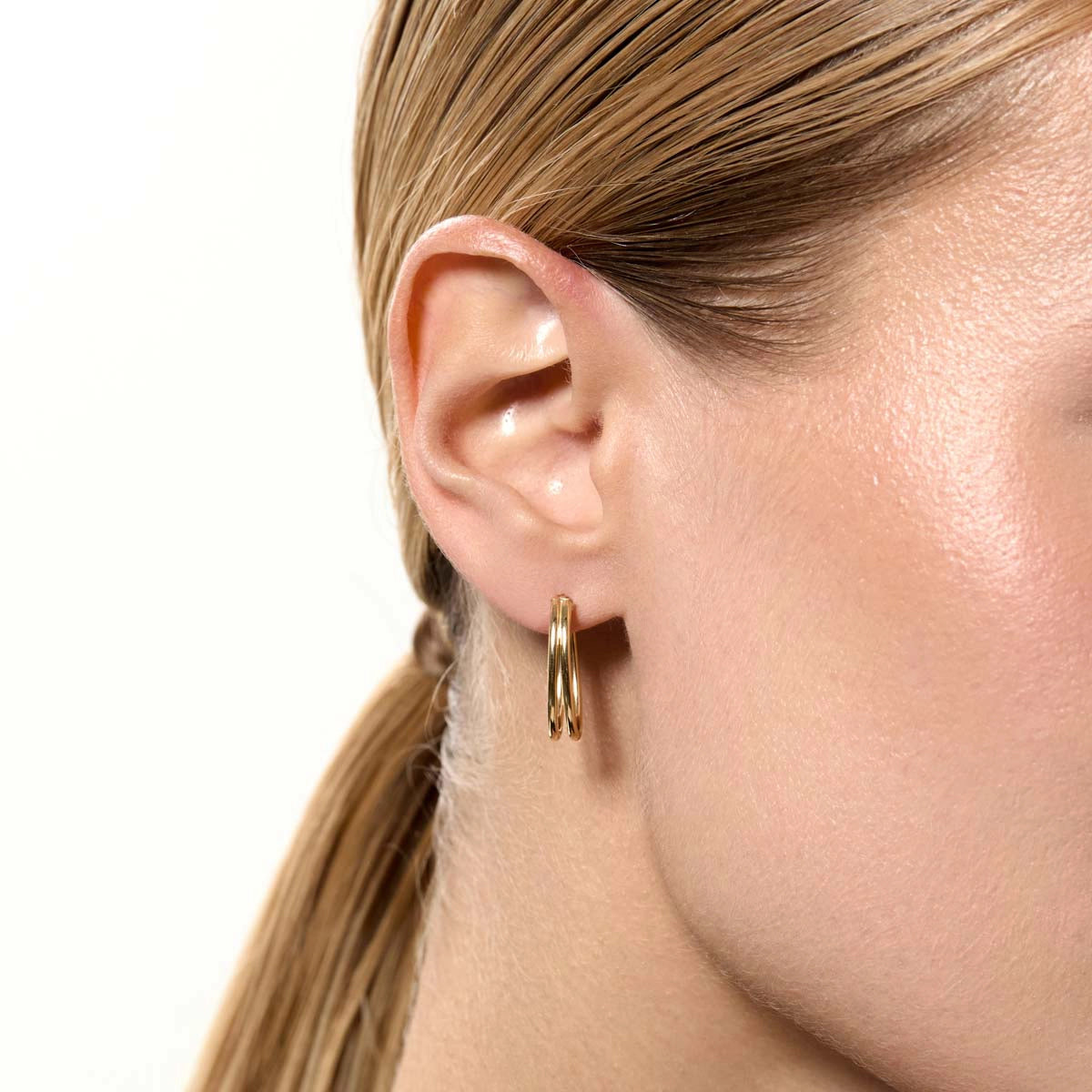 Pendientes de aro doble de oro 18K 20 mm TRANSITION