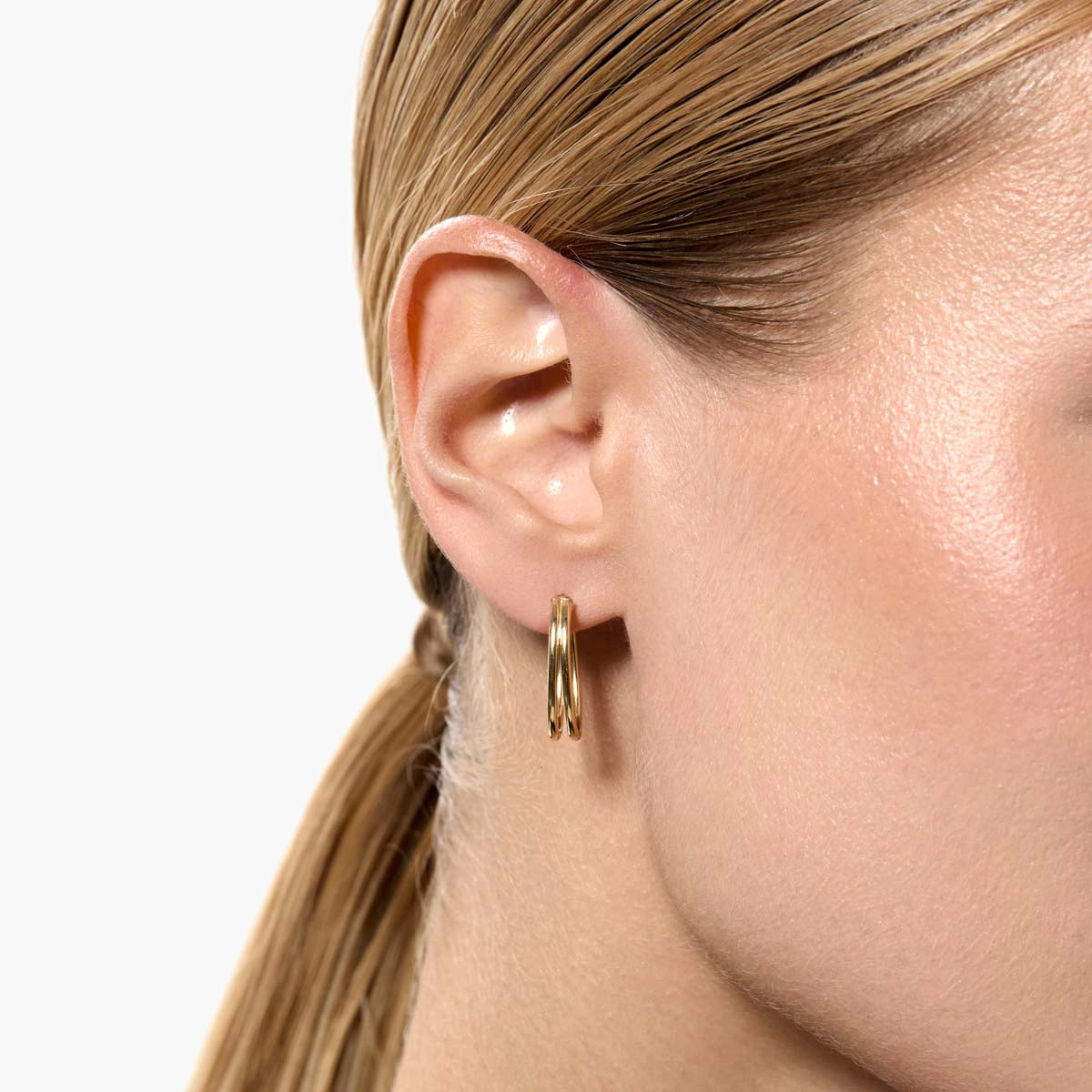 Pendientes de aro doble de oro 18K 20 mm TRANSITION