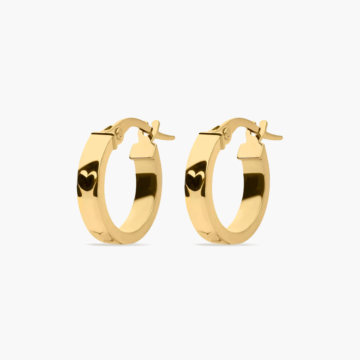 Pendientes de aro rectangulares corazones de oro 18K 15 mm