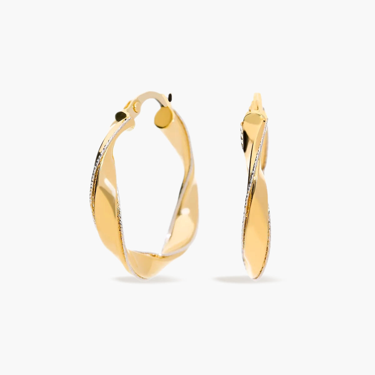Pendientes de aro de oro bicolor 18K 20 mm DOUBLE HELIX