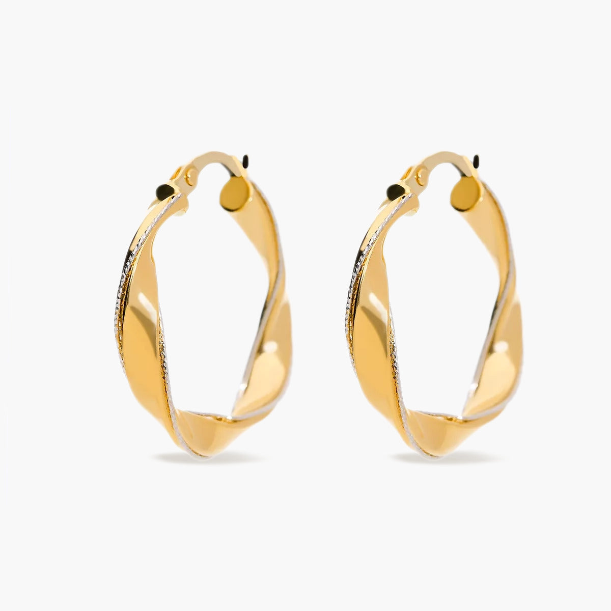 Pendientes de aro de oro bicolor 18K 20 mm DOUBLE HELIX