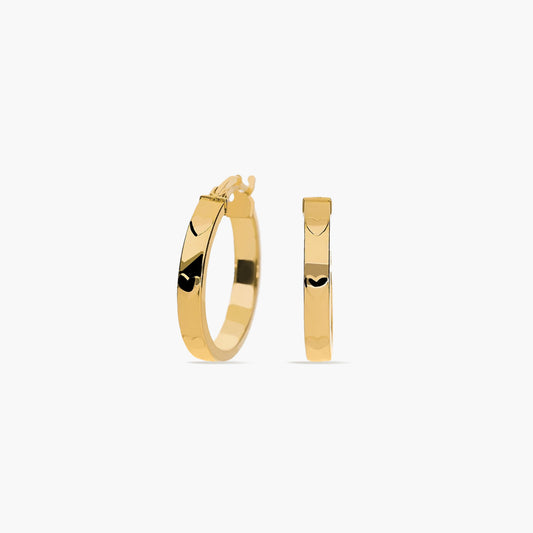 Pendientes de aro rectangulares corazones de oro 18K 20 mm