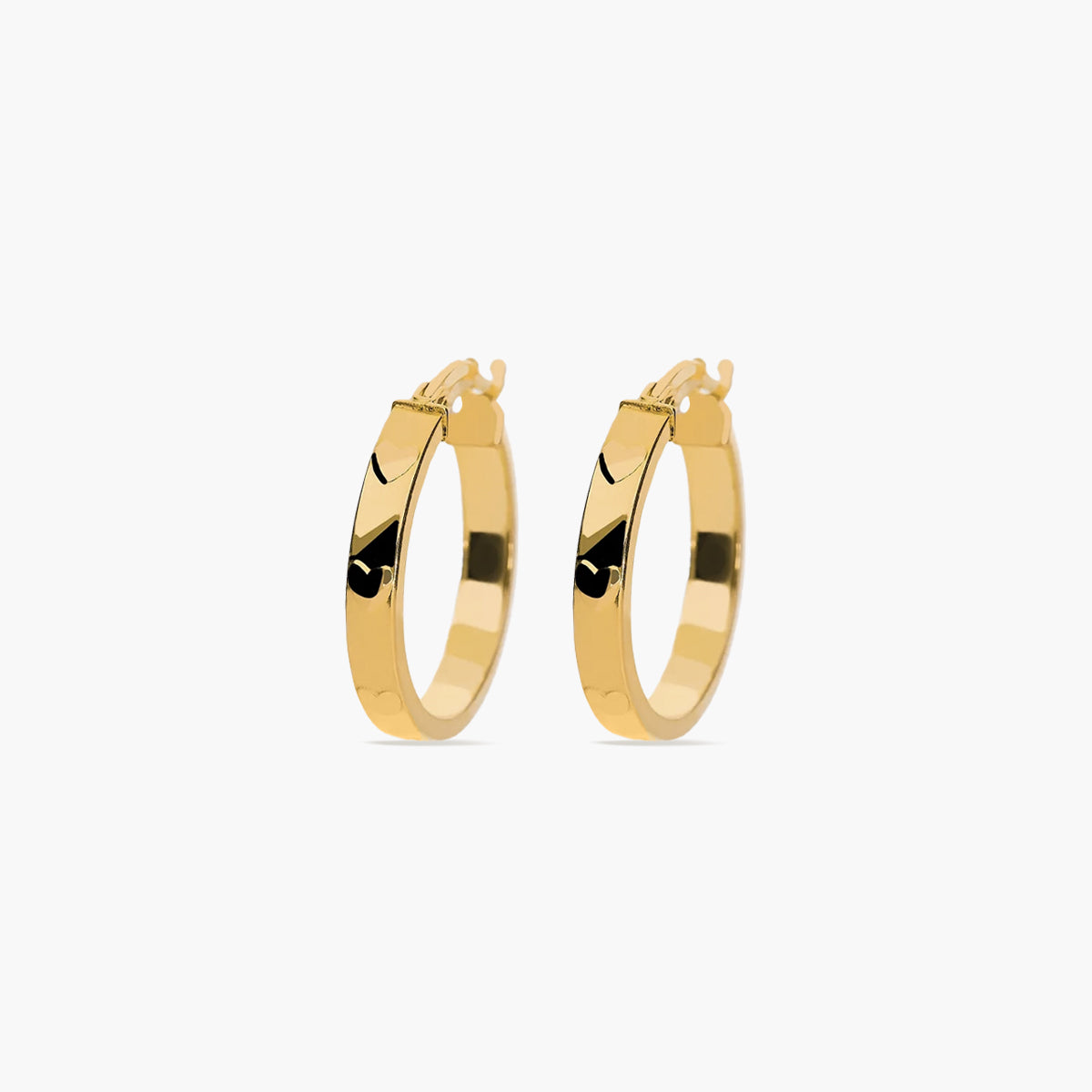 Pendientes de aro rectangulares corazones de oro 18K 20 mm