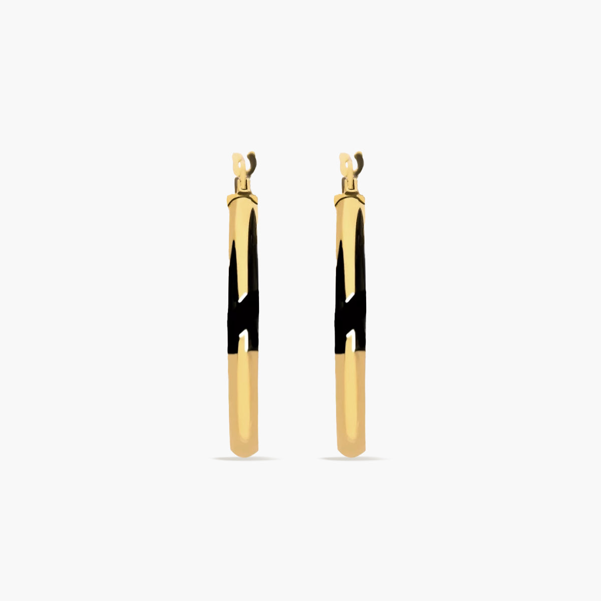 Pendientes de aro media caña de oro 18K 30 mm