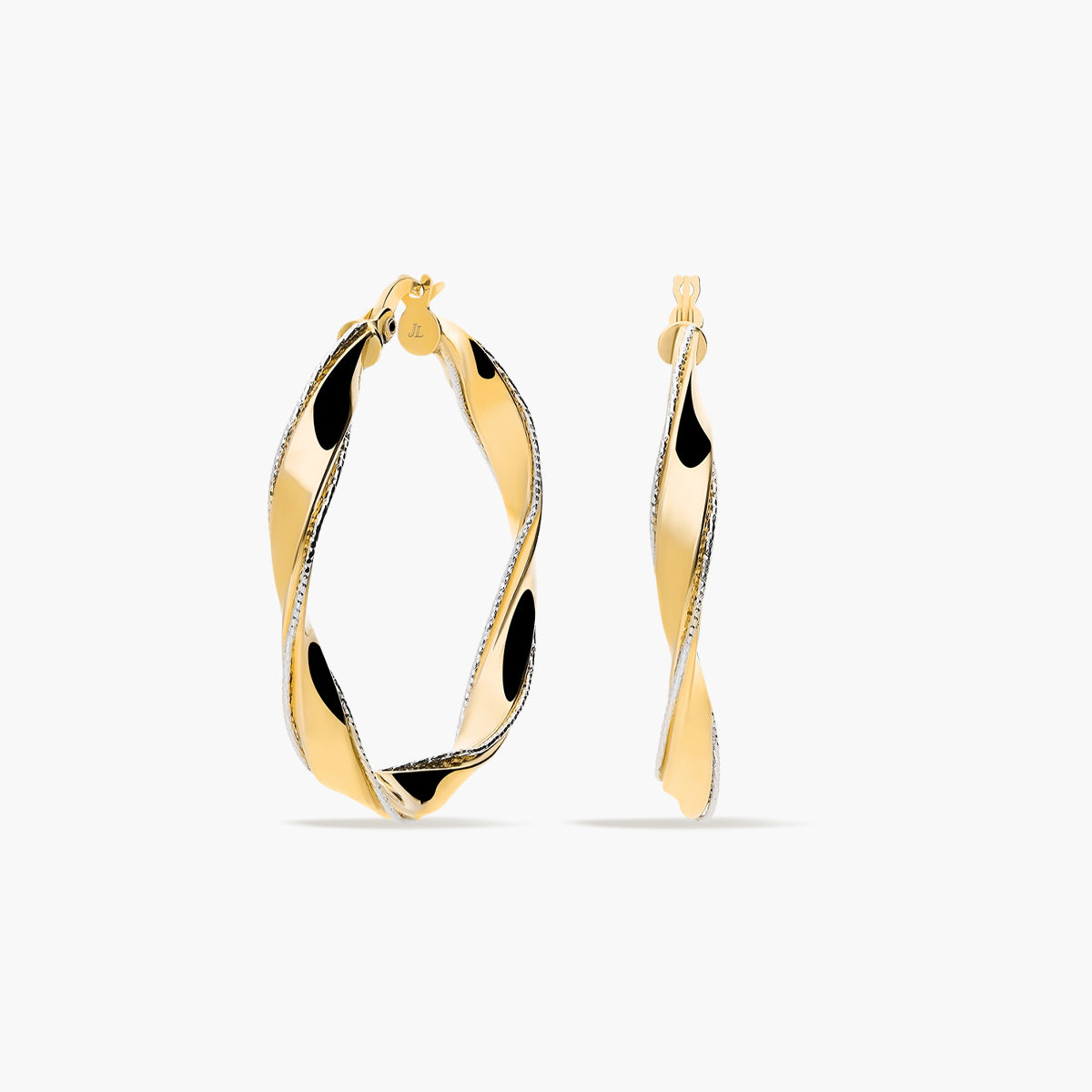 Pendientes de aro de oro bicolor 18K 30 mm DOUBLE HELIX