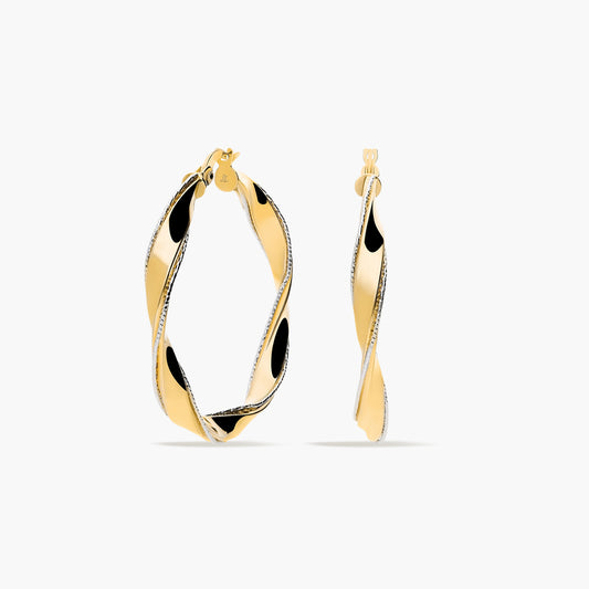 Pendientes de aro de oro bicolor 18K 30 mm DOUBLE HELIX