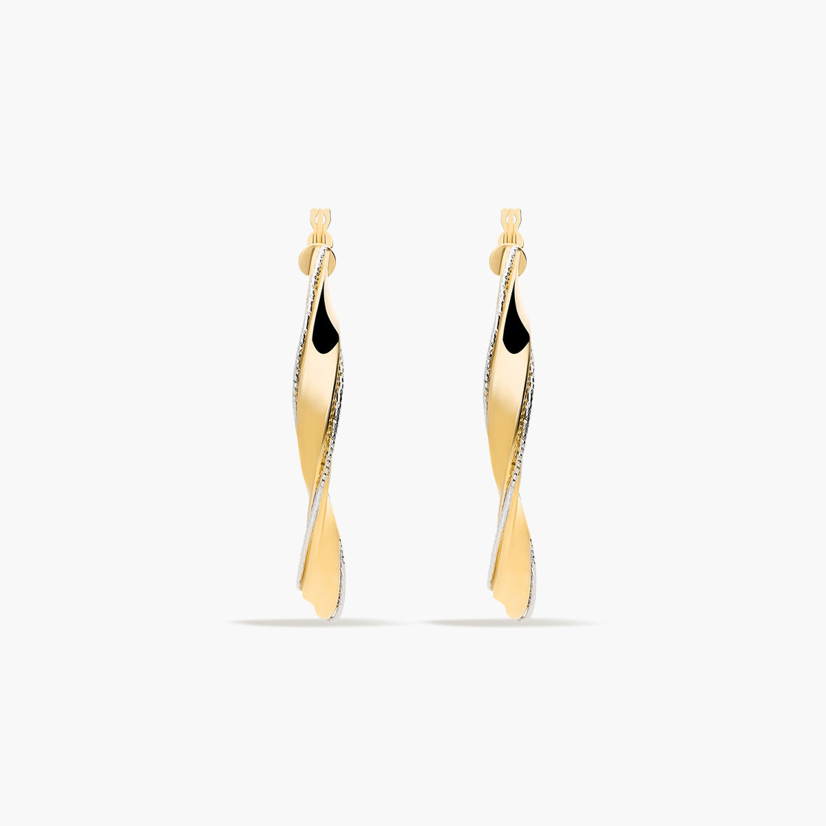 Pendientes de aro de oro bicolor 18K 30 mm DOUBLE HELIX