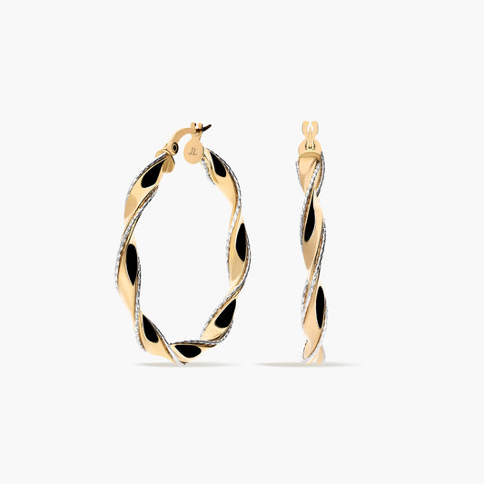 Pendientes de aro de oro bicolor 18K 35 mm DOUBLE HELIX