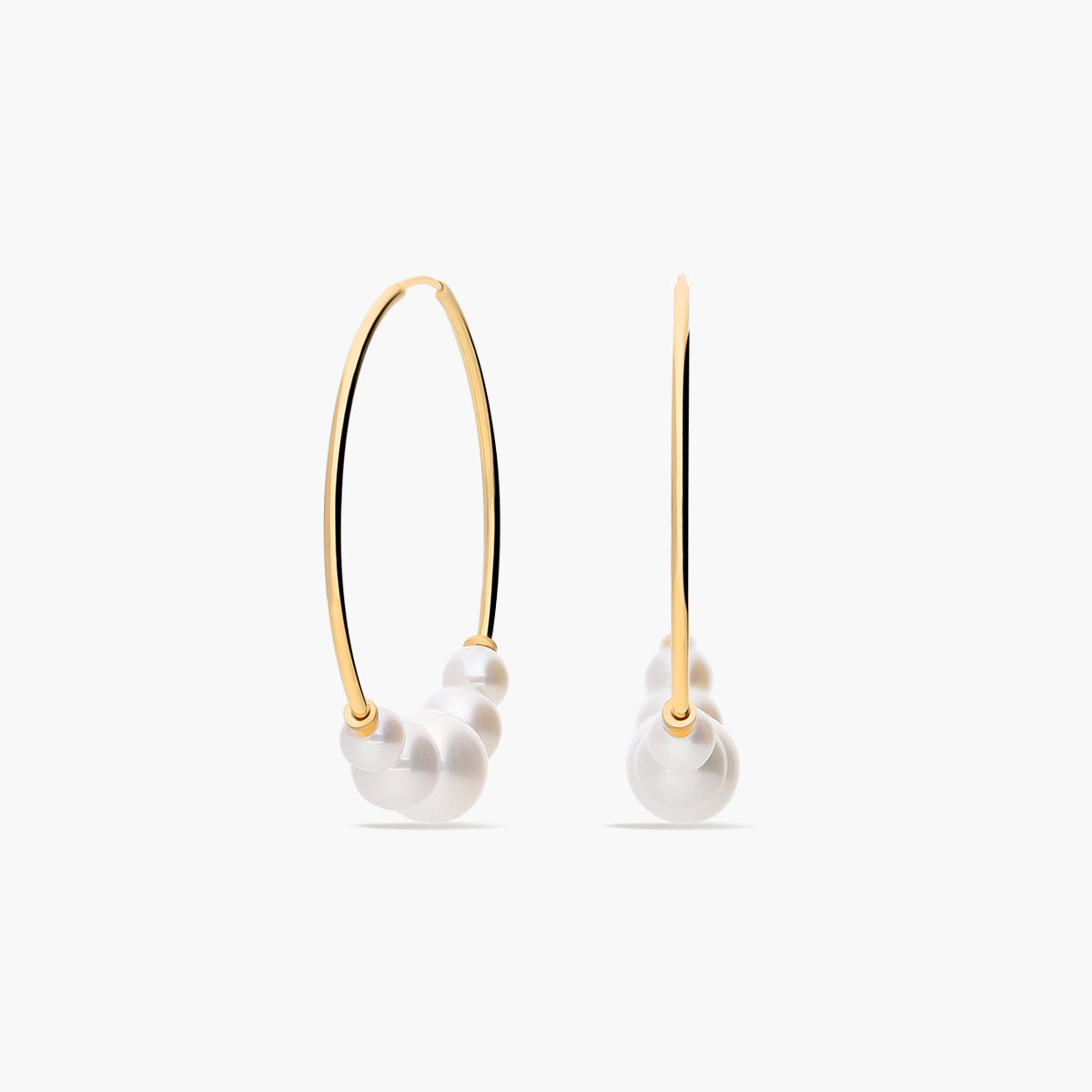 Pendientes de aro de oro 18K perlas 22 mm