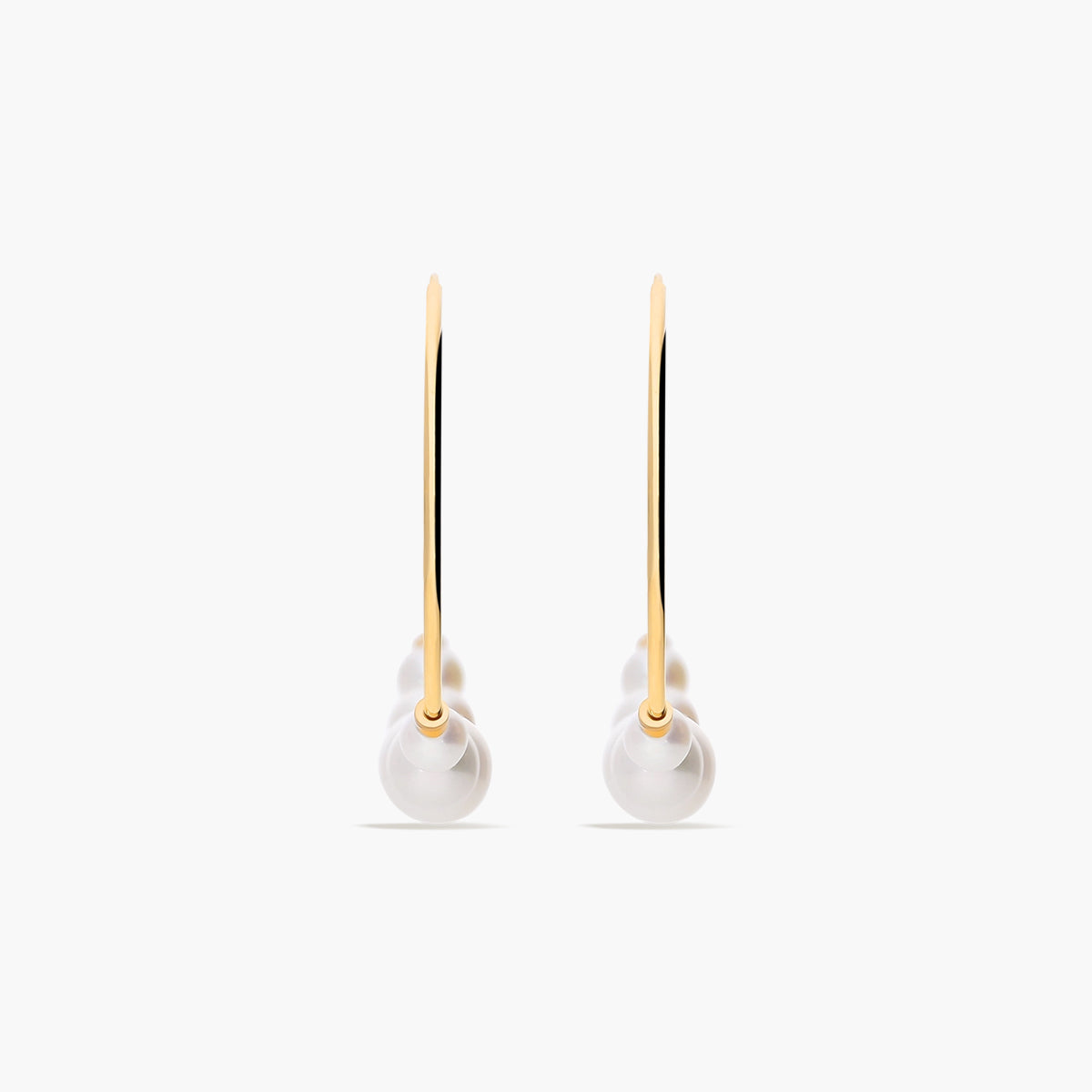 Pendientes de aro de oro 18K perlas 22 mm