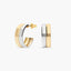 Pendientes de aro banda de oro bicolor 18K 14 mm