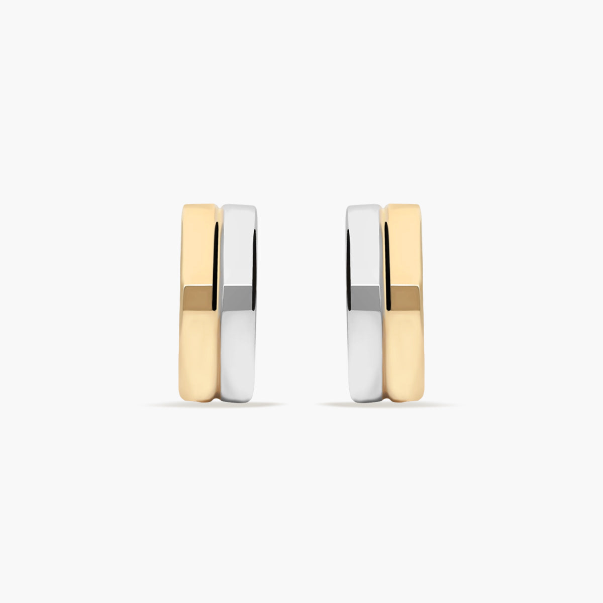 Pendientes de aro banda de oro bicolor 18K 14 mm