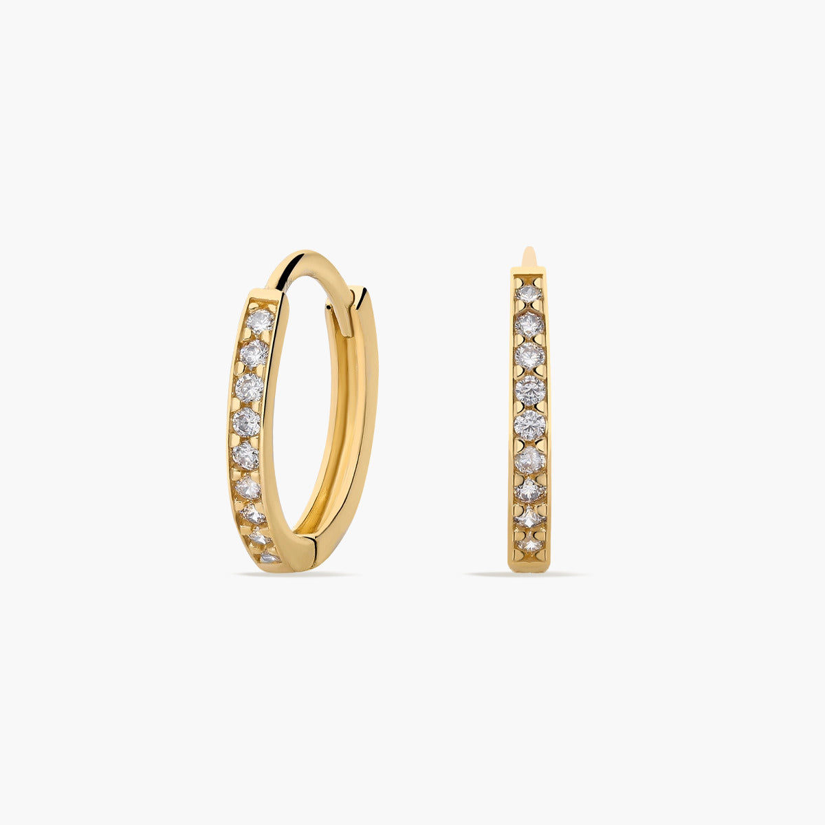 Pendientes de aro de oro 18K circonitas 12 mm