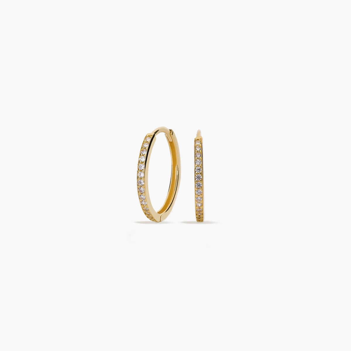 Pendientes de aro de oro 18K circonitas 16 mm
